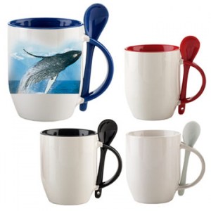 Mug Ceramica para Sublimacion con Cuchara - 11 oz MU-34